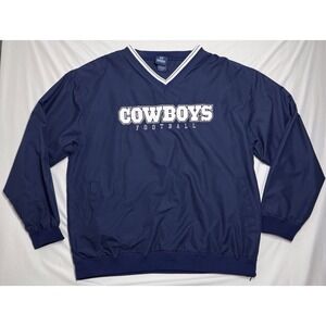 Dallas Cowboys Jacket Blue V Neck Pullover Apparel Football Men's Size Large